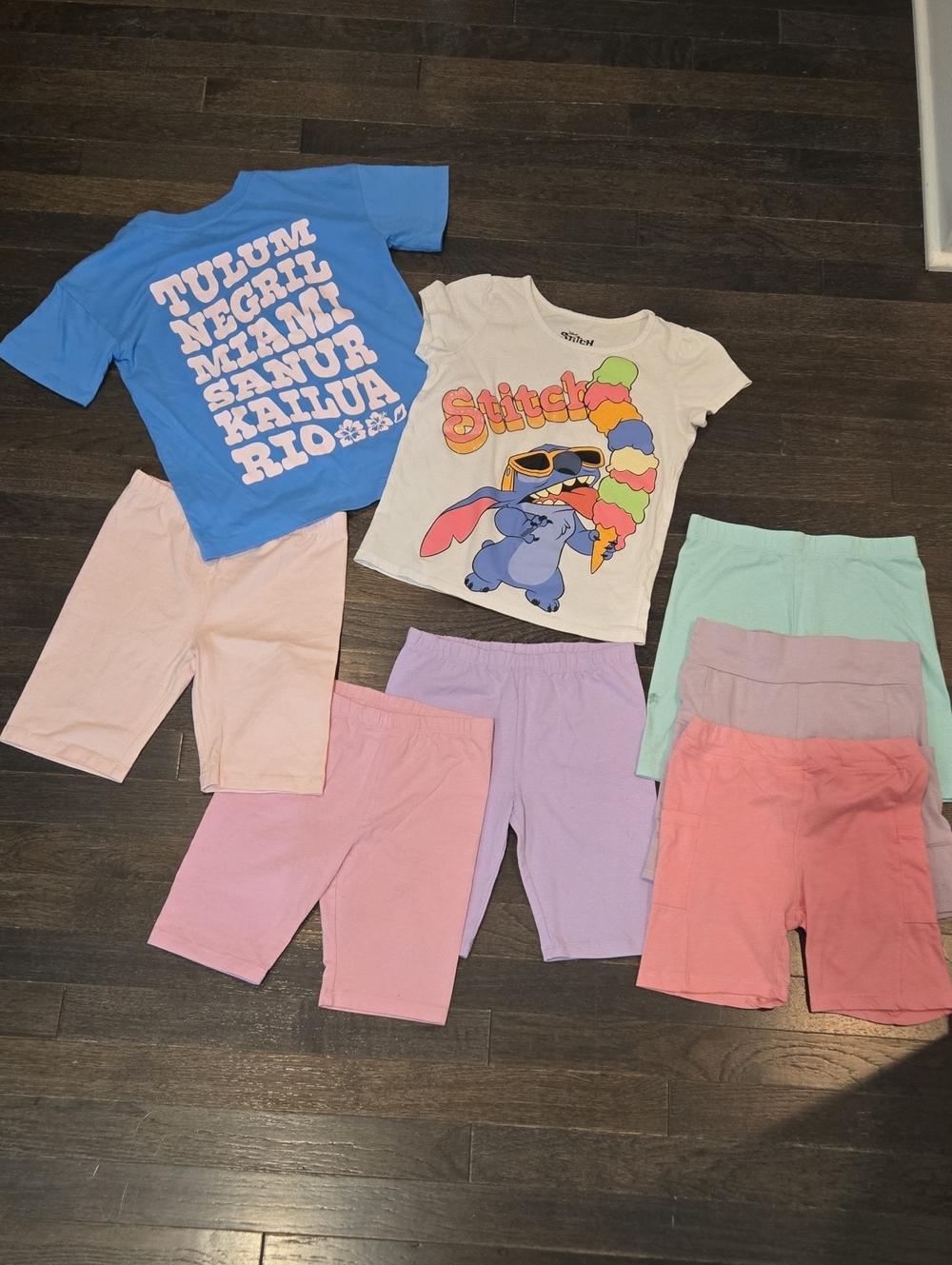 Lot of 8 - Girl's Bundle, Lilo & Stitch, Disney - 6 Shorts, 2 Tops - SZ 7/8